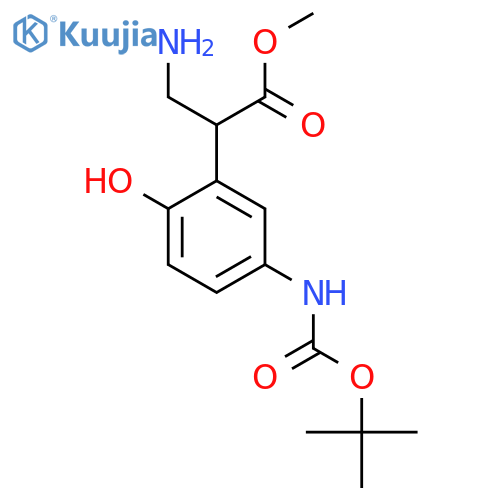 methyl 3-amino-2-(5-{(tert-butoxy)carbonylamino}-2-hydroxyphenyl)propanoate structure