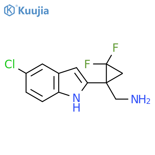 1-(5-chloro-1H-indol-2-yl)-2,2-difluorocyclopropylmethanamine structure