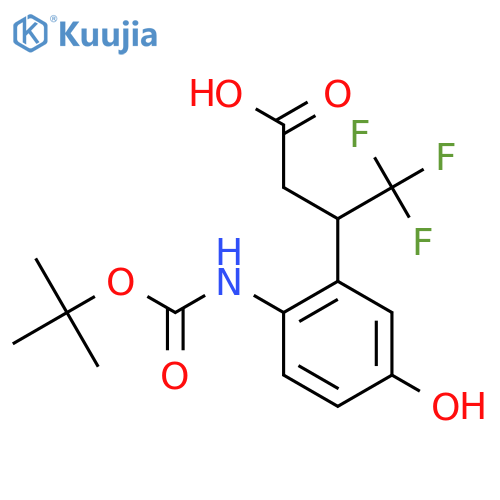 3-(2-{(tert-butoxy)carbonylamino}-5-hydroxyphenyl)-4,4,4-trifluorobutanoic acid structure