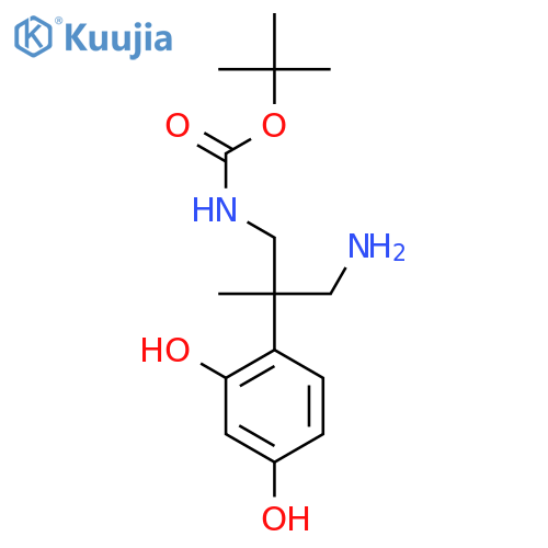 tert-butyl N-3-amino-2-(2,4-dihydroxyphenyl)-2-methylpropylcarbamate structure