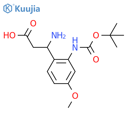 3-amino-3-(2-{(tert-butoxy)carbonylamino}-4-methoxyphenyl)propanoic acid structure