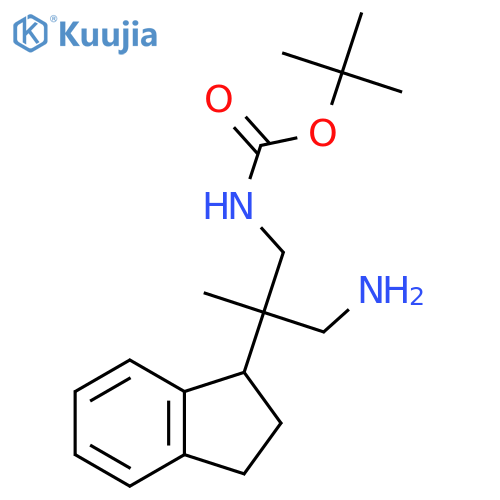 tert-butyl N-3-amino-2-(2,3-dihydro-1H-inden-1-yl)-2-methylpropylcarbamate structure