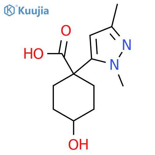 1-(1,3-dimethyl-1H-pyrazol-5-yl)-4-hydroxycyclohexane-1-carboxylic acid structure