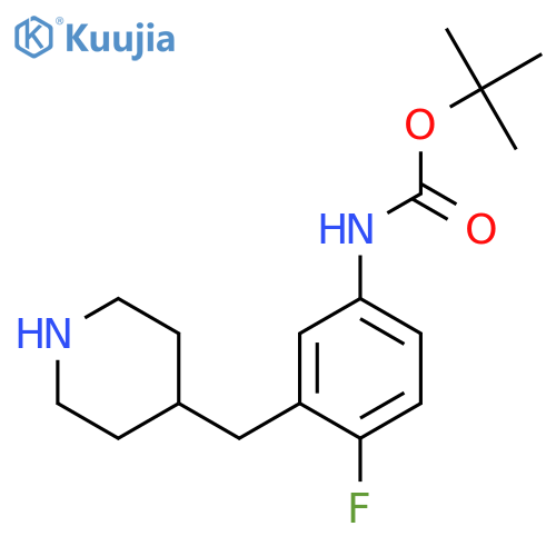 tert-butyl N-{4-fluoro-3-(piperidin-4-yl)methylphenyl}carbamate structure