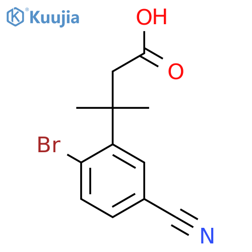 3-(2-bromo-5-cyanophenyl)-3-methylbutanoic acid structure