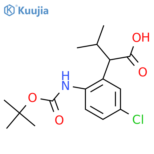 2-(2-{(tert-butoxy)carbonylamino}-5-chlorophenyl)-3-methylbutanoic acid structure