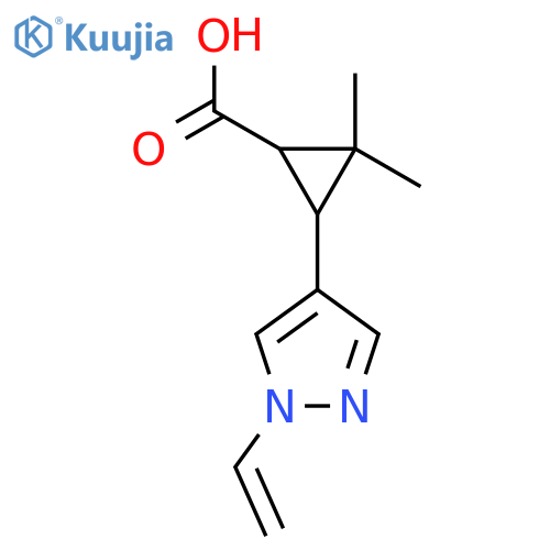 3-(1-ethenyl-1H-pyrazol-4-yl)-2,2-dimethylcyclopropane-1-carboxylic acid structure