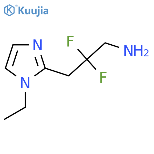 3-(1-ethyl-1H-imidazol-2-yl)-2,2-difluoropropan-1-amine structure