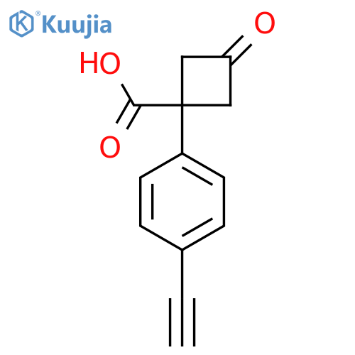 1-(4-ethynylphenyl)-3-oxocyclobutane-1-carboxylic acid structure