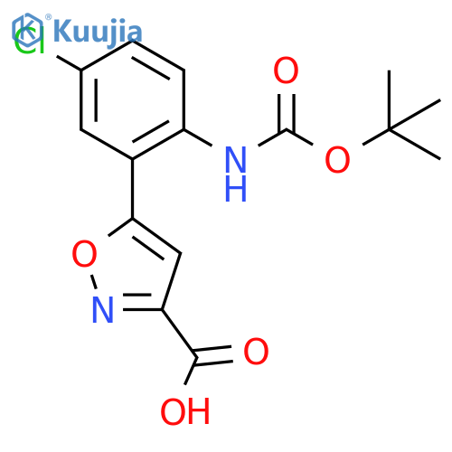 5-(2-{(tert-butoxy)carbonylamino}-5-chlorophenyl)-1,2-oxazole-3-carboxylic acid structure
