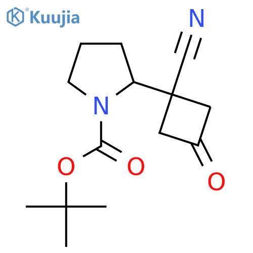 tert-butyl 2-(1-cyano-3-oxocyclobutyl)pyrrolidine-1-carboxylate structure