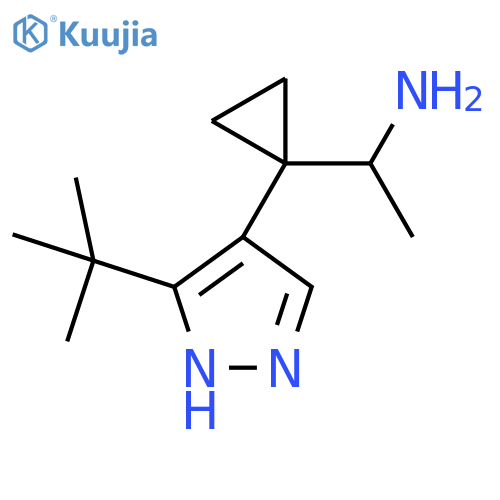 1-1-(3-tert-butyl-1H-pyrazol-4-yl)cyclopropylethan-1-amine structure