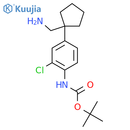 tert-butyl N-{4-1-(aminomethyl)cyclopentyl-2-chlorophenyl}carbamate structure