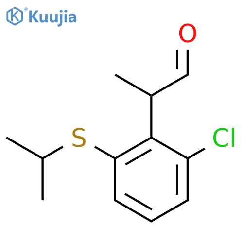 2-2-chloro-6-(propan-2-ylsulfanyl)phenylpropanal structure