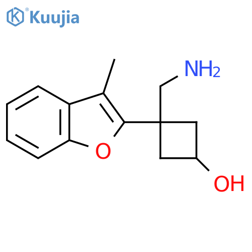3-(aminomethyl)-3-(3-methyl-1-benzofuran-2-yl)cyclobutan-1-ol structure