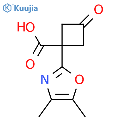 1-(dimethyl-1,3-oxazol-2-yl)-3-oxocyclobutane-1-carboxylic acid structure