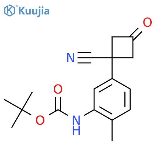 tert-butyl N-5-(1-cyano-3-oxocyclobutyl)-2-methylphenylcarbamate structure