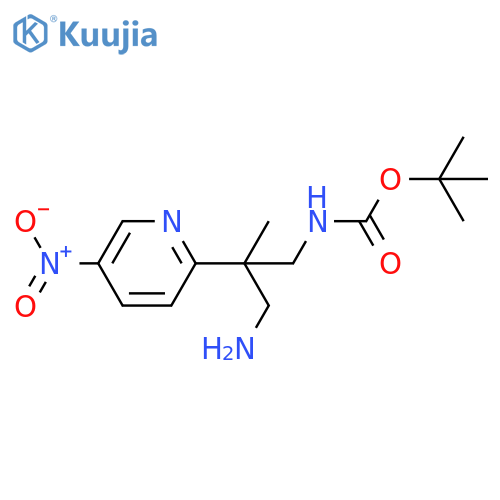 tert-butyl N-3-amino-2-methyl-2-(5-nitropyridin-2-yl)propylcarbamate structure