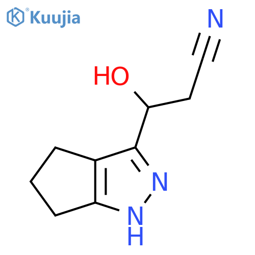 3-{1H,4H,5H,6H-cyclopentacpyrazol-3-yl}-3-hydroxypropanenitrile structure