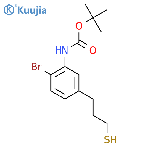 tert-butyl N-2-bromo-5-(3-sulfanylpropyl)phenylcarbamate structure