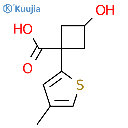 3-hydroxy-1-(4-methylthiophen-2-yl)cyclobutane-1-carboxylic acid structure
