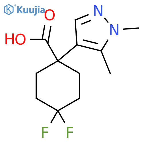 1-(1,5-dimethyl-1H-pyrazol-4-yl)-4,4-difluorocyclohexane-1-carboxylic acid structure