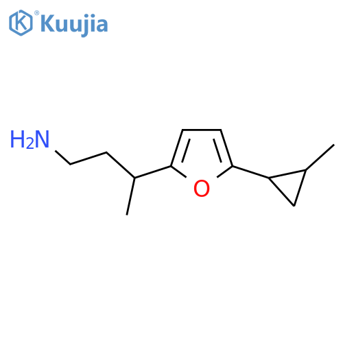 3-5-(2-methylcyclopropyl)furan-2-ylbutan-1-amine structure