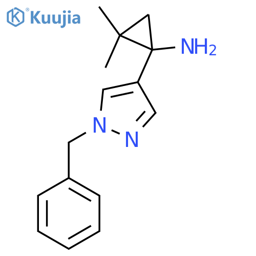 1-(1-benzyl-1H-pyrazol-4-yl)-2,2-dimethylcyclopropan-1-amine structure