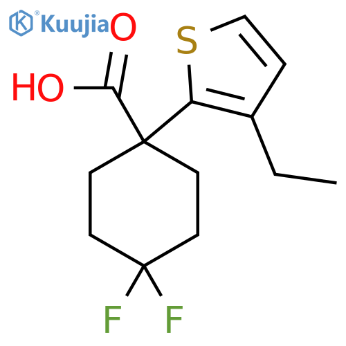1-(3-ethylthiophen-2-yl)-4,4-difluorocyclohexane-1-carboxylic acid structure