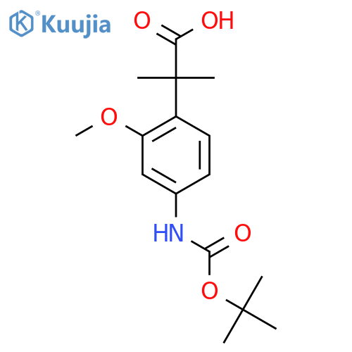 2-(4-{(tert-butoxy)carbonylamino}-2-methoxyphenyl)-2-methylpropanoic acid structure