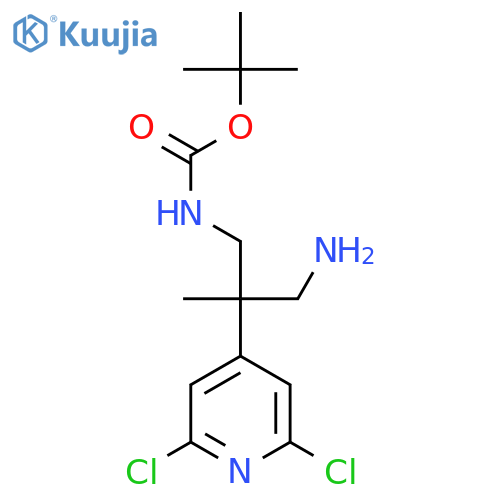 tert-butyl N-3-amino-2-(2,6-dichloropyridin-4-yl)-2-methylpropylcarbamate structure