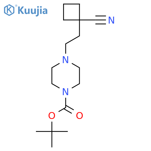 tert-butyl 4-2-(1-cyanocyclobutyl)ethylpiperazine-1-carboxylate structure