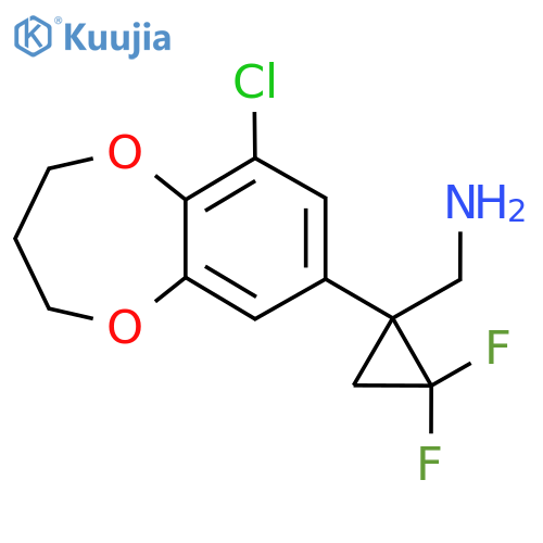 1-(9-chloro-3,4-dihydro-2H-1,5-benzodioxepin-7-yl)-2,2-difluorocyclopropylmethanamine structure