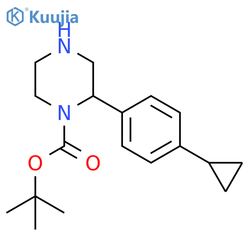 tert-butyl 2-(4-cyclopropylphenyl)piperazine-1-carboxylate structure