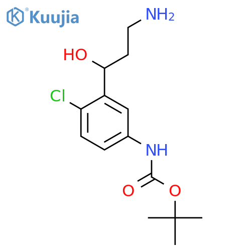tert-butyl N-3-(3-amino-1-hydroxypropyl)-4-chlorophenylcarbamate structure
