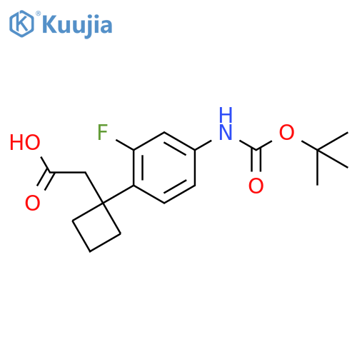 2-1-(4-{(tert-butoxy)carbonylamino}-2-fluorophenyl)cyclobutylacetic acid structure