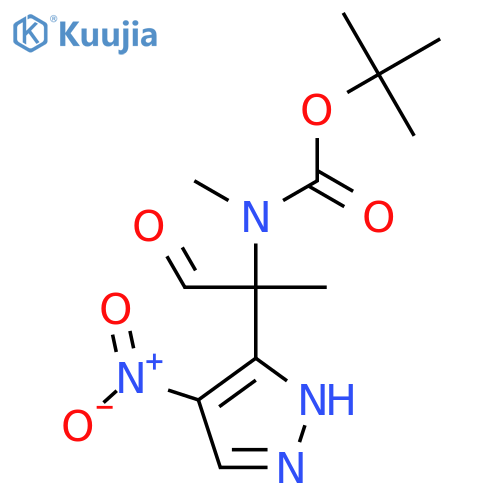 tert-butyl N-methyl-N-2-(4-nitro-1H-pyrazol-3-yl)-1-oxopropan-2-ylcarbamate structure