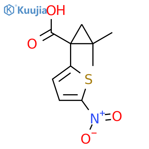 2,2-dimethyl-1-(5-nitrothiophen-2-yl)cyclopropane-1-carboxylic acid structure