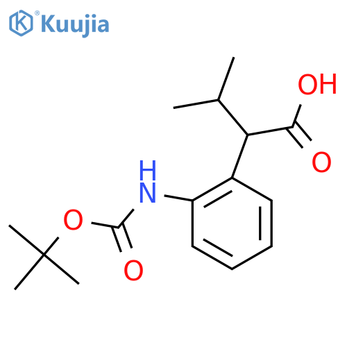 2-(2-{(tert-butoxy)carbonylamino}phenyl)-3-methylbutanoic acid structure