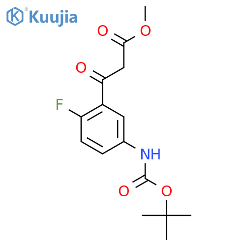 methyl 3-(5-{(tert-butoxy)carbonylamino}-2-fluorophenyl)-3-oxopropanoate structure