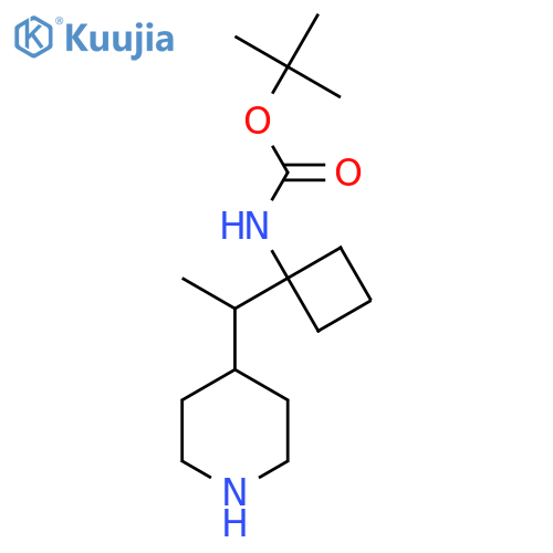 tert-butyl N-{1-1-(piperidin-4-yl)ethylcyclobutyl}carbamate structure
