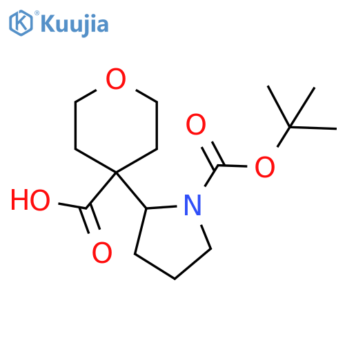 4-{1-(tert-butoxy)carbonylpyrrolidin-2-yl}oxane-4-carboxylic acid structure