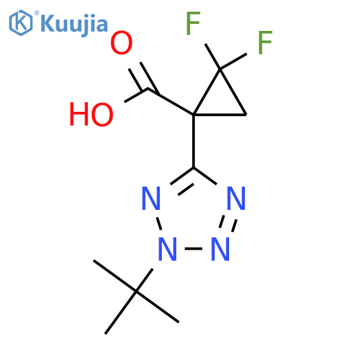 1-(2-tert-butyl-2H-1,2,3,4-tetrazol-5-yl)-2,2-difluorocyclopropane-1-carboxylic acid structure