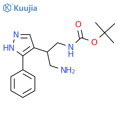 tert-butyl N-3-amino-2-(3-phenyl-1H-pyrazol-4-yl)propylcarbamate structure