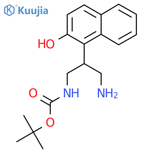 tert-butyl N-3-amino-2-(2-hydroxynaphthalen-1-yl)propylcarbamate structure