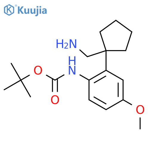 tert-butyl N-{2-1-(aminomethyl)cyclopentyl-4-methoxyphenyl}carbamate structure