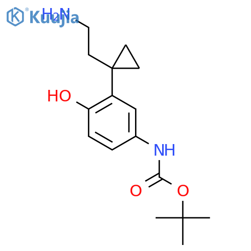 tert-butyl N-{3-1-(2-aminoethyl)cyclopropyl-4-hydroxyphenyl}carbamate structure