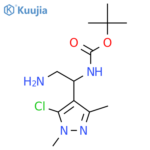 tert-butyl N-2-amino-1-(5-chloro-1,3-dimethyl-1H-pyrazol-4-yl)ethylcarbamate structure