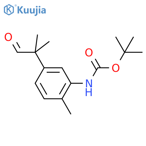 tert-butyl N-2-methyl-5-(2-methyl-1-oxopropan-2-yl)phenylcarbamate structure