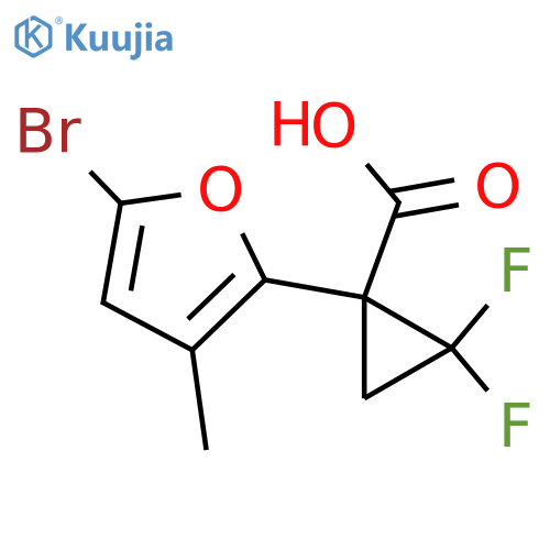 1-(5-bromo-3-methylfuran-2-yl)-2,2-difluorocyclopropane-1-carboxylic acid structure